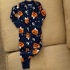 Hanna Andersson Navy and Orange Pumpkin Footie